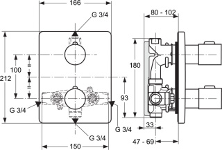 IDEALSTANDARD ATTITUDE Bateria termostatyczna natryskowa podtynkowa - A4613