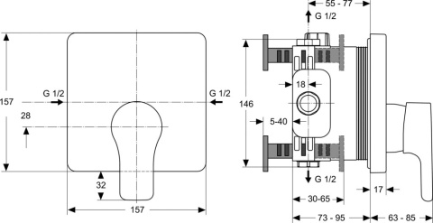 IDEALSTANDARD ATTITUDE Bateria natryskowa podtynkowa - A4757