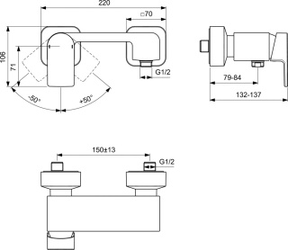 IDEALSTANDARD EDGE Bateria natryskowa ścienna - A7120