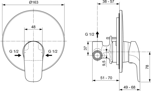 IDEALSTANDARD CERAFLEX Bateria natryskowa podtynkowa - A6757