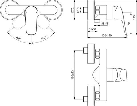 IDEALSTANDARD CERAFLEX Bateria natryskowa ścienna - B1720