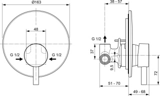 IDEALSTANDARD CERALINE Bateria natryskowa podtynkowa - A6940