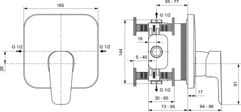 IDEALSTANDARD CERAPLAN III Bateria natryskowa podtynkowa - A6114