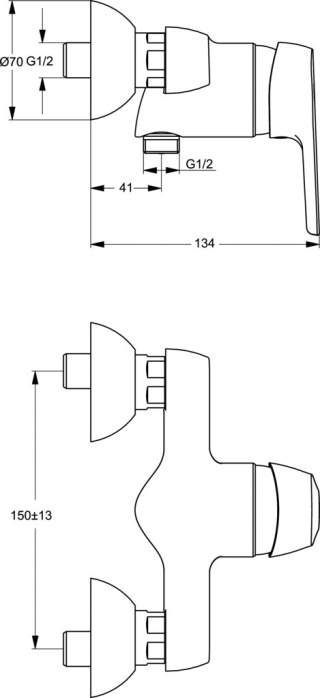 IDEALSTANDARD CERASPRINT Bateria natryskowa ścienna - B9570