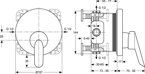 IDEALSTANDARD CERAPLUS Bateria natryskowa podtynkowa - B8653