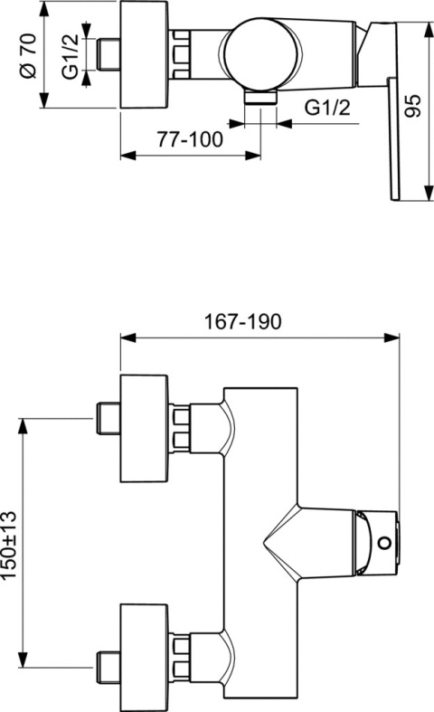 IDEALSTANDARD GIO Bateria natryskowa ścienna - B0623