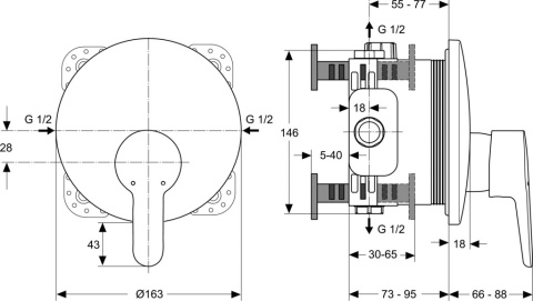 IDEALSTANDARD CONNECT BLUE Bateria natryskowa podtynkowa - A5801