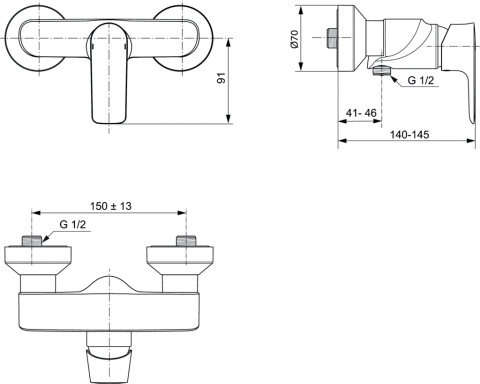 IDEALSTANDARD CONNECT AIR Bateria natryskowa ścienna - A7032