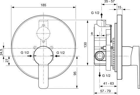 IDEALSTANDARD GIO Bateria natryskowa podtynkowa - A6108