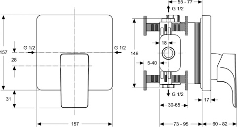 IDEALSTANDARD STRADA Bateria natryskowa podtynkowa - A5852