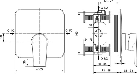 IDEALSTANDARD TESI Bateria natryskowa podtynkowa - A6585