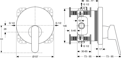 IDEALSTANDARD VITO Bateria natryskowa podtynkowa - A6064