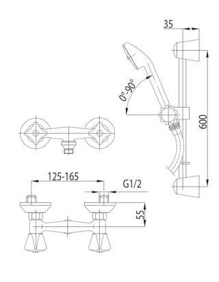 KFA STANDARD Bateria dwuuchwytowa, natryskowa - 306-391-00