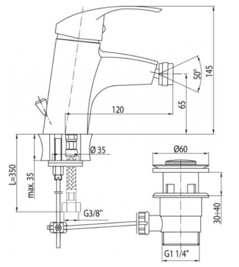 VALVEX ANGELO Bateria bidetowa- 2453050