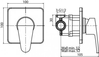 VALVEX CONNE Bateria natryskowa podtynkowa- 2448960