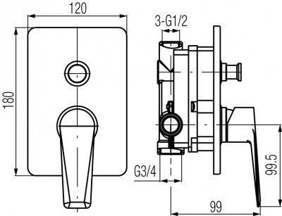 VALVEX QUASAR Bateria wannowo-natryskowa podtynkowa- 2446870