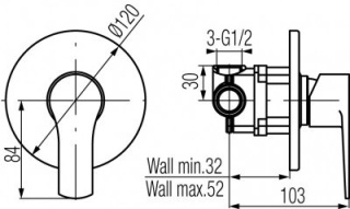 VALVEX DALI BLACK Bateria natryskowa podtynkowa- 2447960