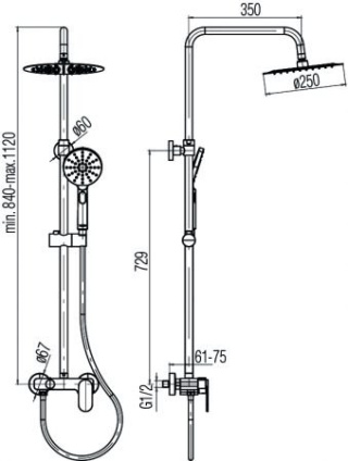 VALVEX TUBE Zestaw natryskowy z baterią natryskową- 2455700