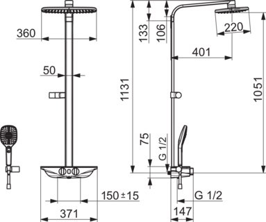 ORAS Esteta Wellfit 7592U-15 Bateria natryskowa z deszczownicą, 6 V