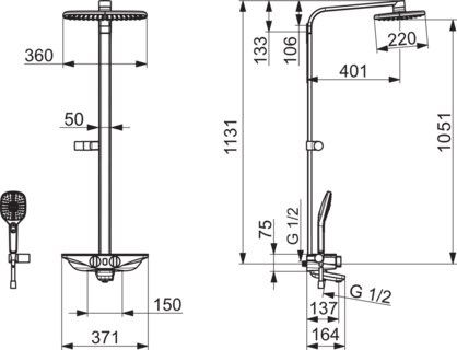 ORAS Esteta Wellfit 7593U-15 Bateria natryskowa z deszczownicą, 6 V