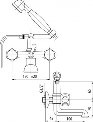 VALVEX CLASS Bateria wannowa ścienna- 2446030