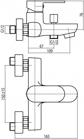 VALVEX TUBE Bateria wannowa ścienna- 2454830