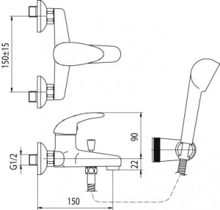 VALVEX GALEO Bateria wannowa ścienna- 2441040