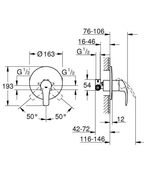 GROHE EUROSMART jednouchwytowa bateria prysznicowa- 33556002