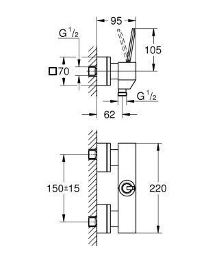 GROHE EUROCUBE JOY jednouchwytowa bateria prysznicowa- 23665000