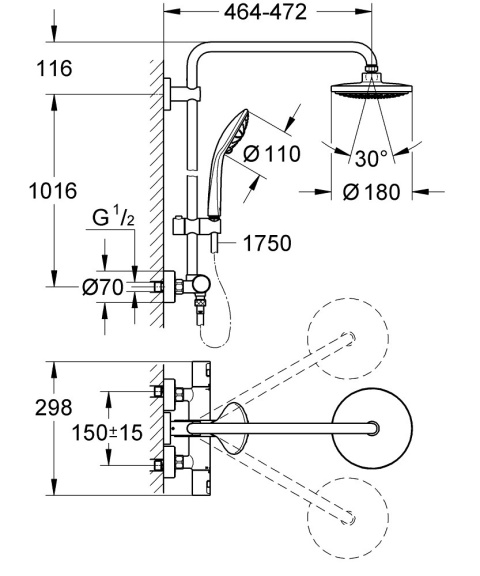 GROHE VITALIO JOY SYSTEM 180 System prysznicowy z termostatem- 27298001