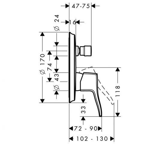 HANSGROHE Metris Classic Jednouchwytowa bateria wannowa- 31485000