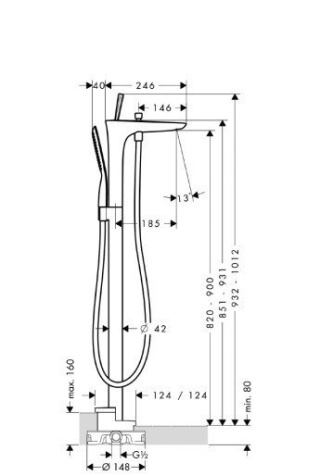 HANSGROHE PuraVida Jednouchwytowa bateria wannowa- 15473000