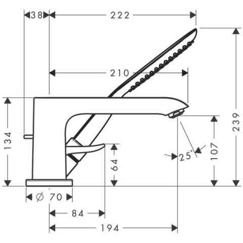 HANSGROHE Metris 3-otworowa jednouchwytowa bateria na brzeg wanny- 31190000