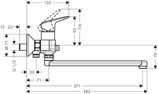 HANSGROHE Logis Jednouchwytowa bateria wannowa- 71402000