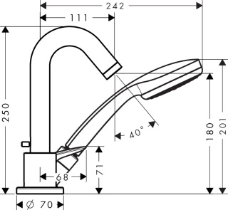 HANSGROHE Logis 3-otworowa jednouchwytowa bateria na brzeg wanny- 71310000