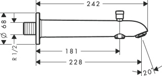 HANSGROHE Wylewka wannowa 22,8 cm z przełącznikiem- 13424000