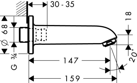 HANSGROHE Wylewka wannowa- 13414000