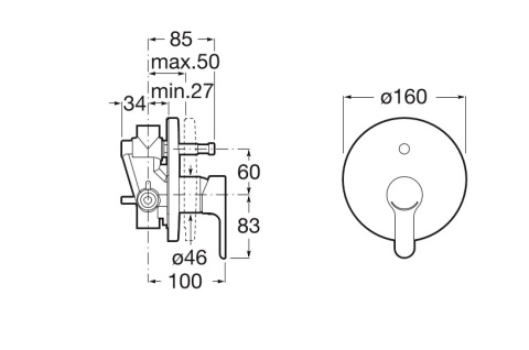 ROCA L20 Bateria wannowo-natryskowa podtynkowa jednouchwytowa- A5A0A09C00