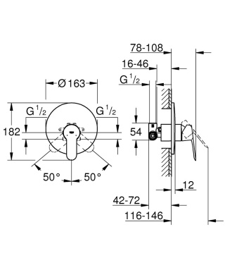 GROHE BAUEDGE jednouchwytowa bateria prysznicowa- 29078000