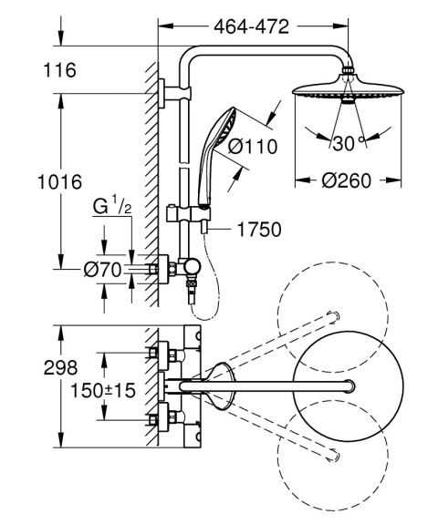 GROHE EUPHORIA SYSTEM 260 system prysznicowy z termostatem- 27615001