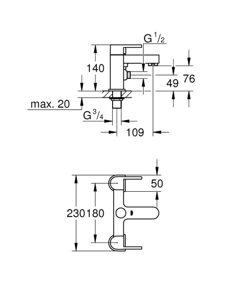 GROHE PLUS dwuuchwytowa bateria wannowo-prysznicowa 1/2- 25133003