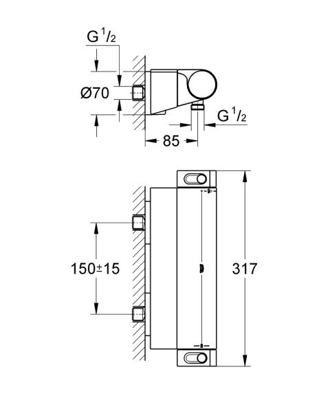 GROHE GROHTHERM 2000 bateria prysznicowa z termostatem, DN 15- 34469001