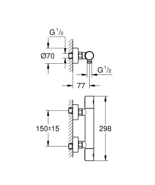 GROHE GROHTHERM 1000 COSMOPOLITAN M bateria prysznicowa z termostatem, DN 15- 34065GL2