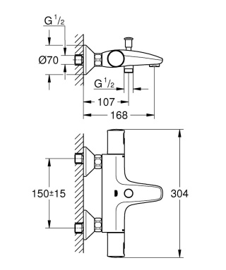 GROHE PRECISION START bateria wannowa z termostatem , DN 15- 34598000