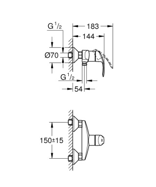 GROHE EUROSMART jednouchwytowa bateria prysznicowa- 33555002