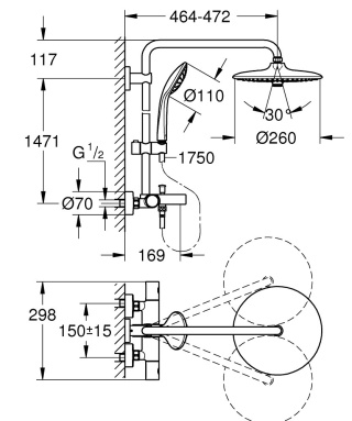 GROHE EUPHORIA SYSTEM 260 system wannowo-prysznicowy z termostatem- 27475001