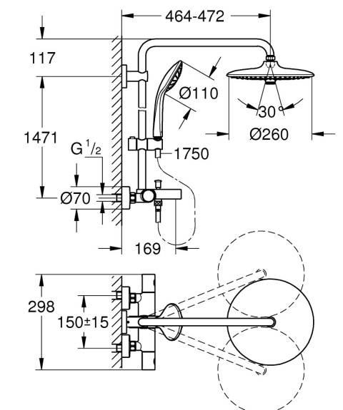 GROHE EUPHORIA SYSTEM 260 system wannowo-prysznicowy z termostatem- 27475001