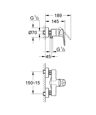 GROHE EUROPLUS jednouchwytowa bateria prysznicowa- 33577002