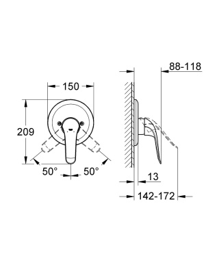 GROHE EUROECO SPECIAL jednouchwytowa bateria prysznicowa- 32784000