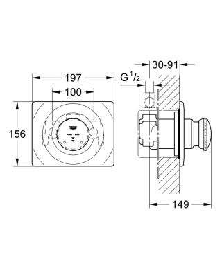 GROHE CONTROMIX SURF samozamykająca bateria prysznicowa, DN 15- 36121000